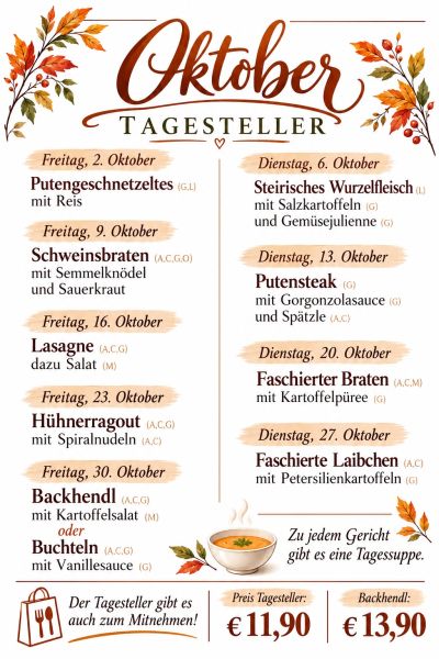 Menüplan des Monats