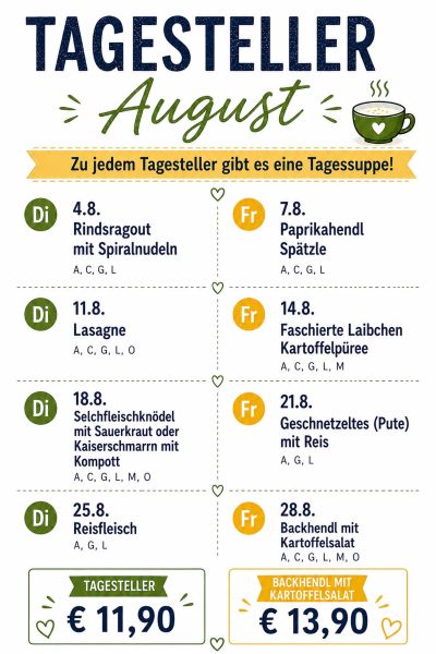 Menüplan des Monats