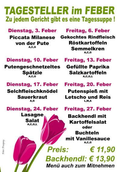 Menüplan des Monats