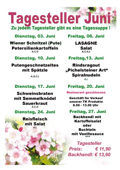 Menüplan des Monats